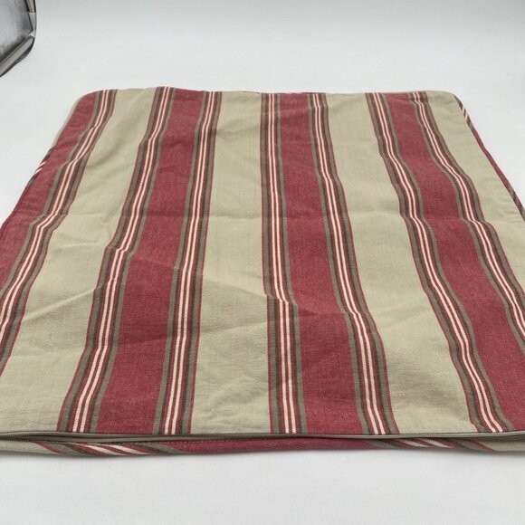 Pottery Barn Pillow Shams Set 2 Tan Red Striped 20"x20" Throw Pillows Cotton - Picture 7 of 10